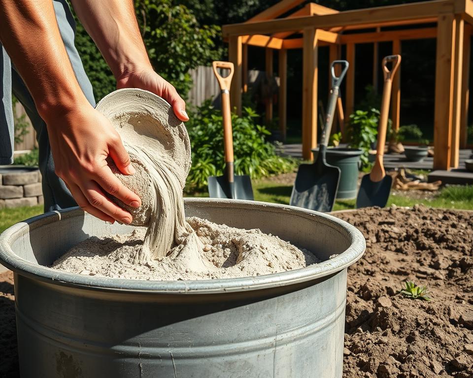 Concrete Mixing for Garden Shed Foundation