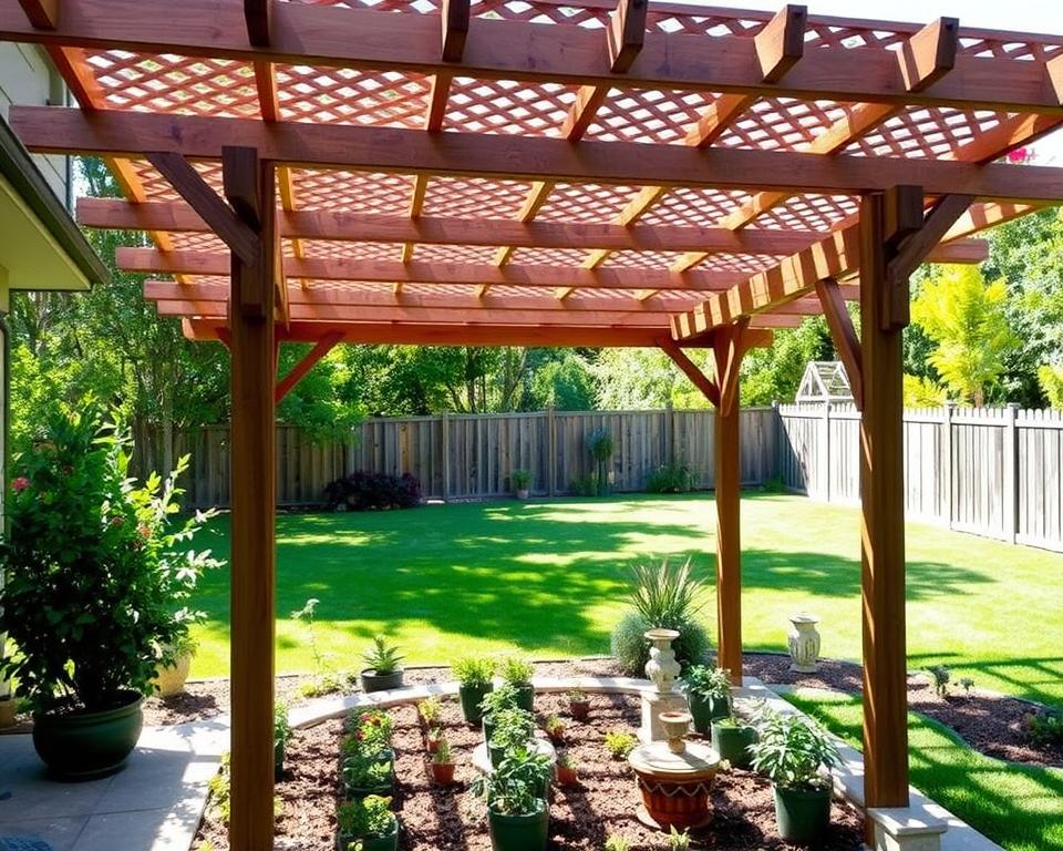 DIY garden pergola construction
