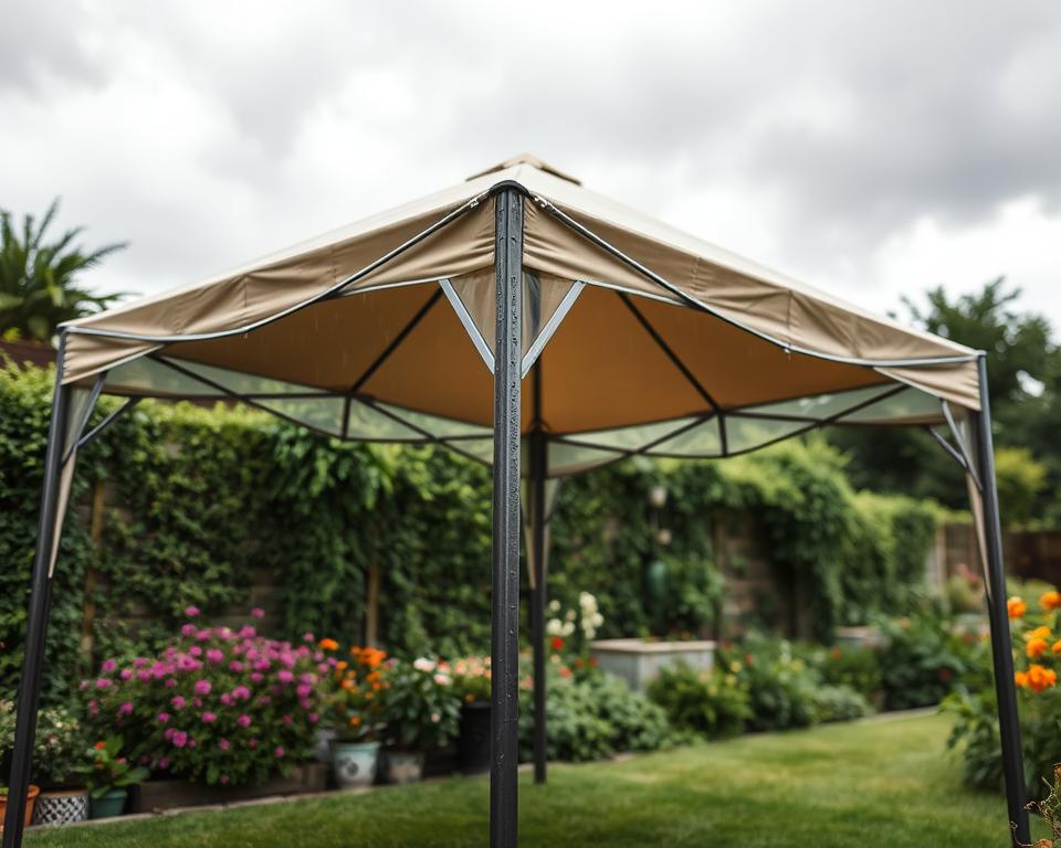 Pop-up gazebo in British weather conditions