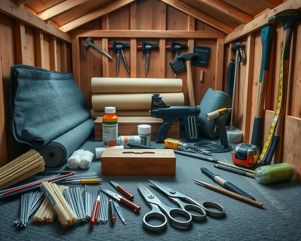shed felting tools and roofing materials