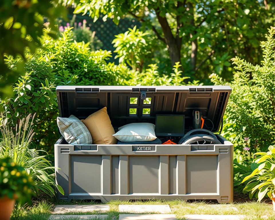 Protecting contents: cushions, tools and garden electrics Protecting contents: cushions, tools and garden electrics