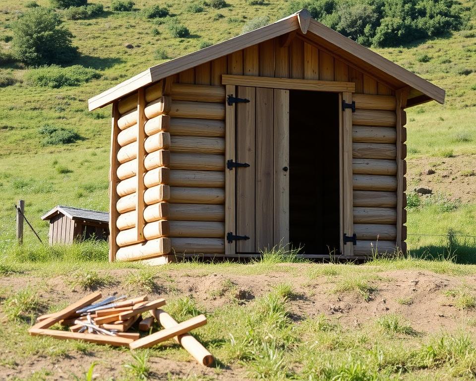 erect shed on uneven ground