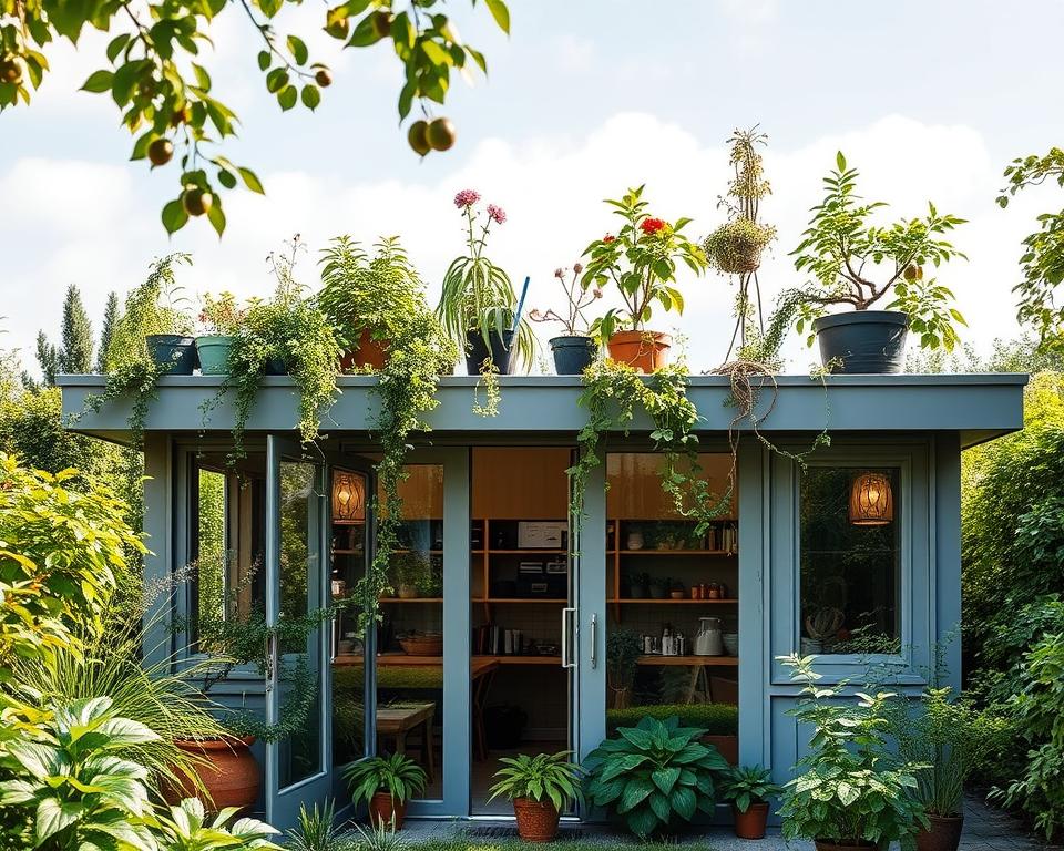 flat roof garden shed advantages