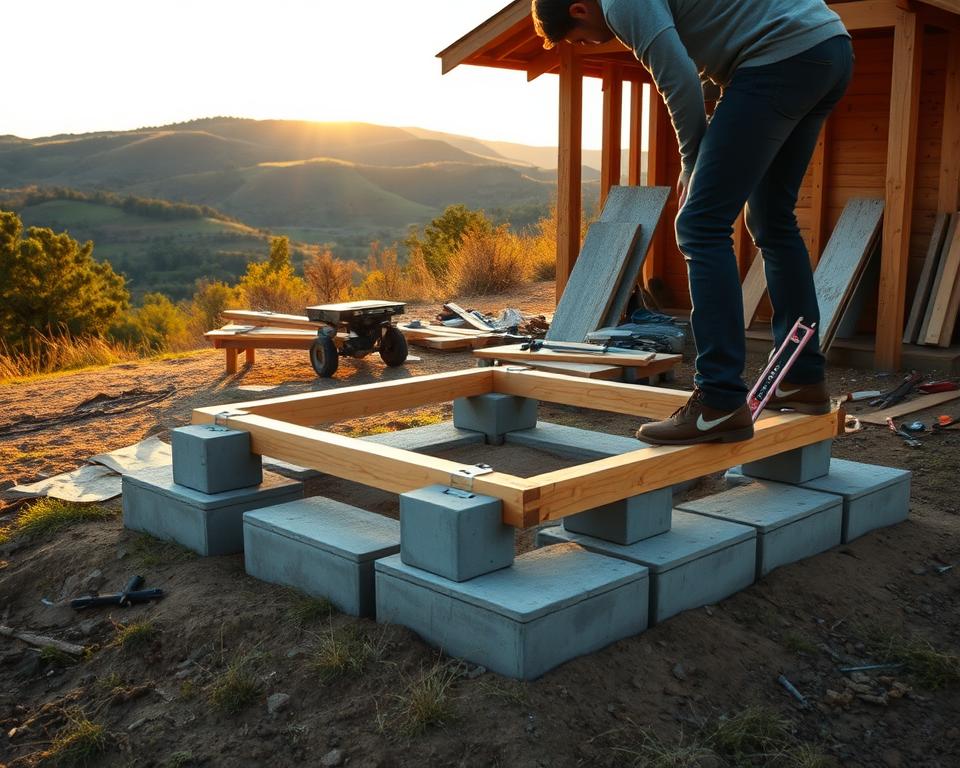 how to build a shed base on uneven ground