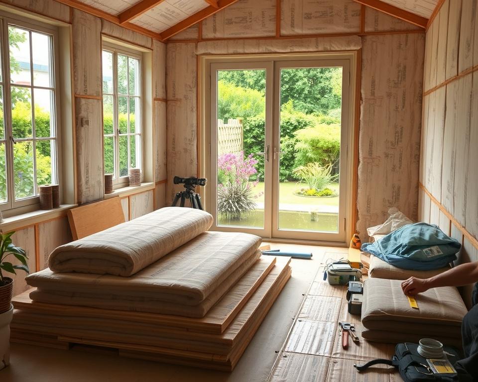 DIY insulation installation garden room