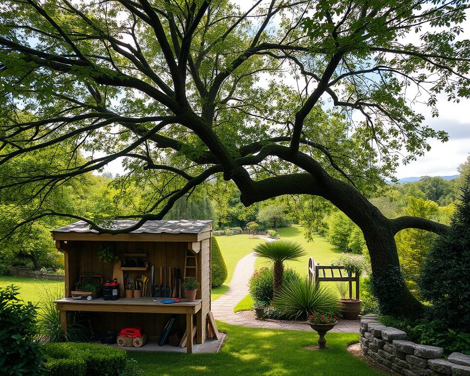 Expert garden maintenance tips for trees and sheds