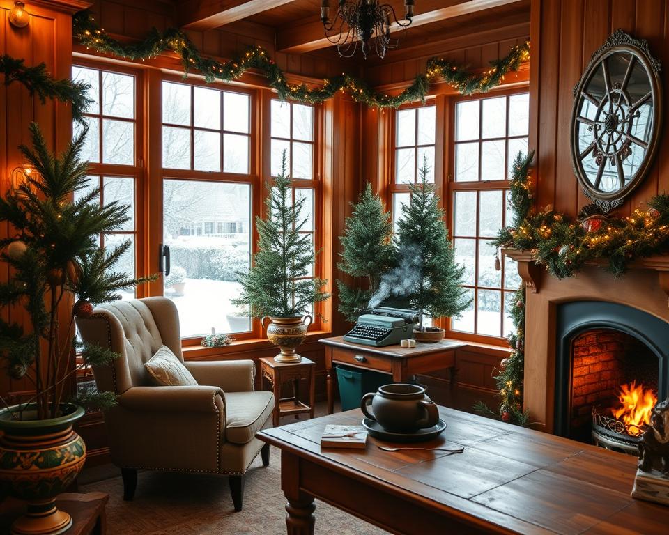 Festive garden office interior