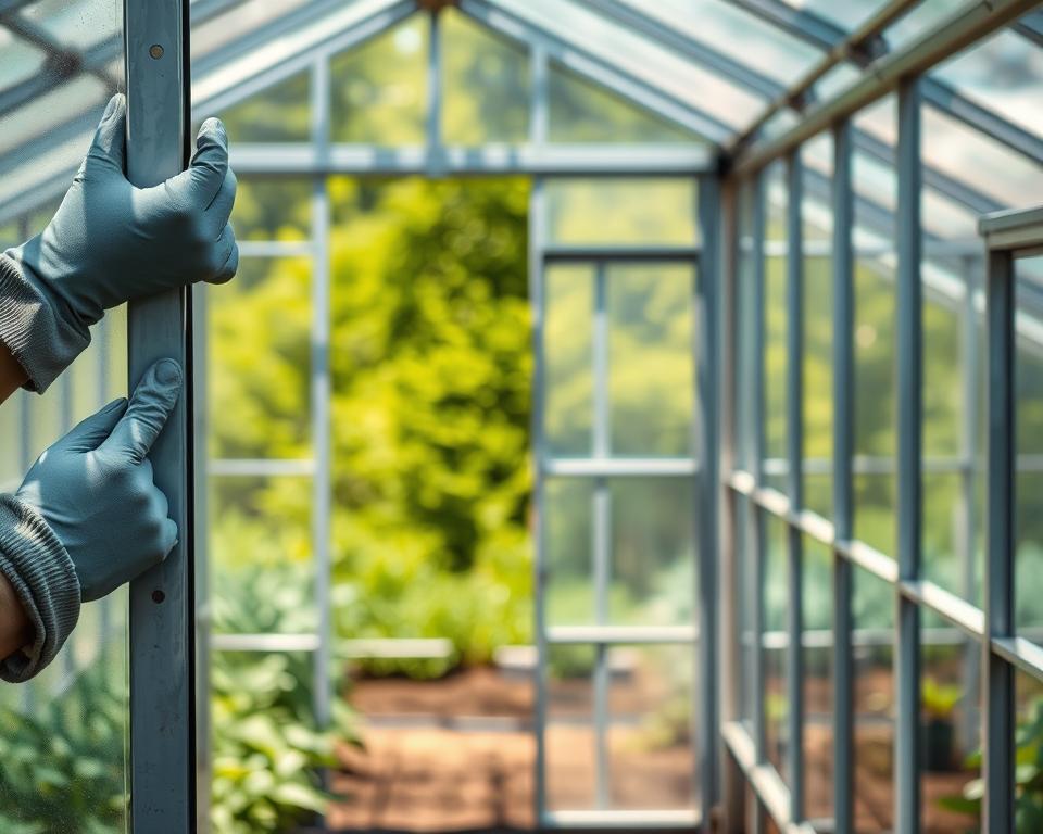 Greenhouse glass panel removal