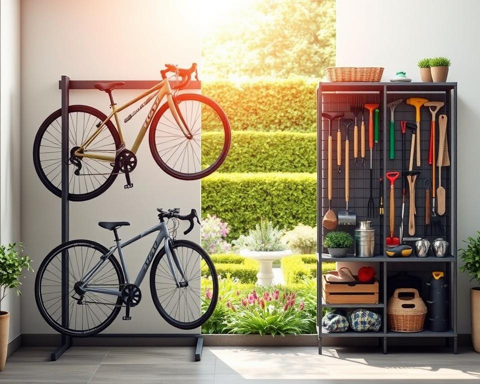 Innovative bike and garden tool storage solutions Innovative bike and garden tool storage solutions