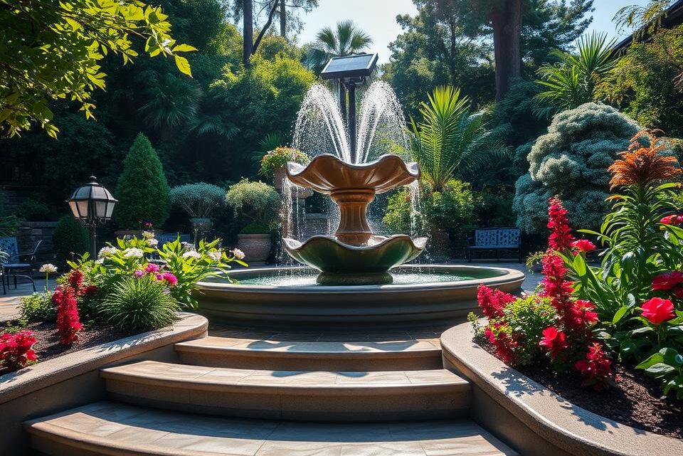 Operate a garden fountain with a solar pump