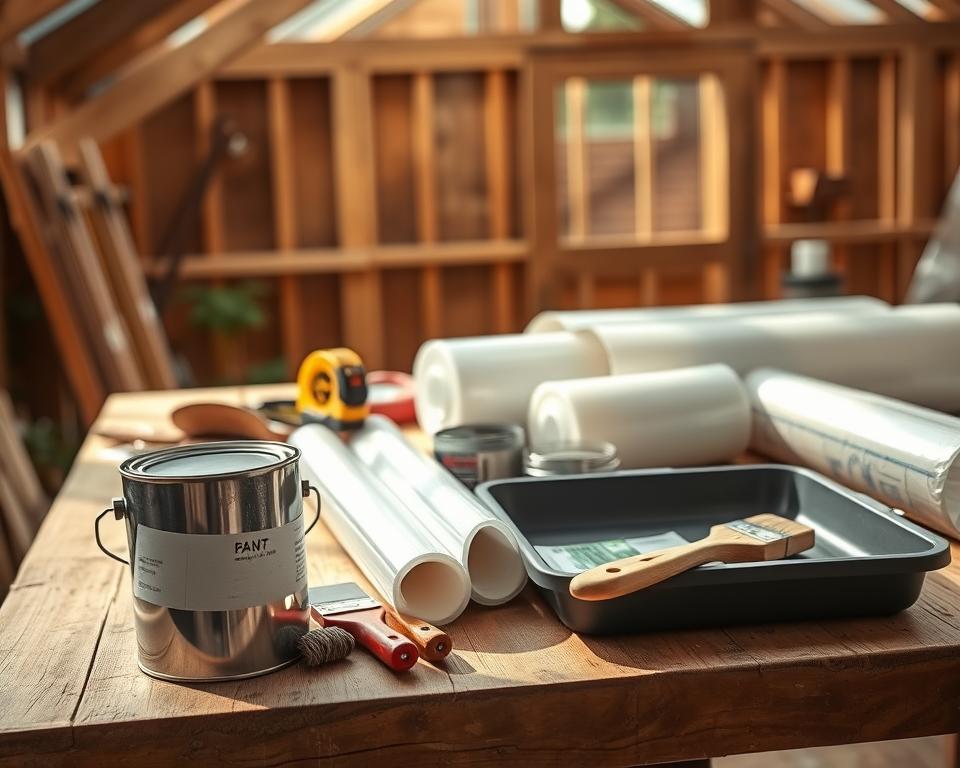 Painting greenhouse materials and tools