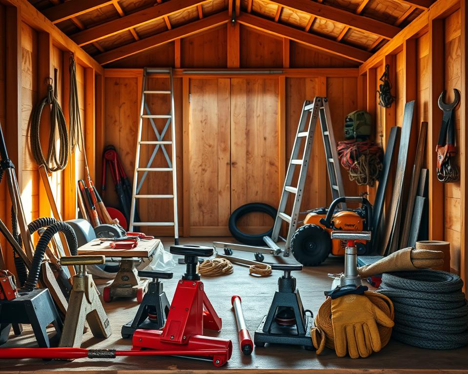 Tools and equipment for shed moving
