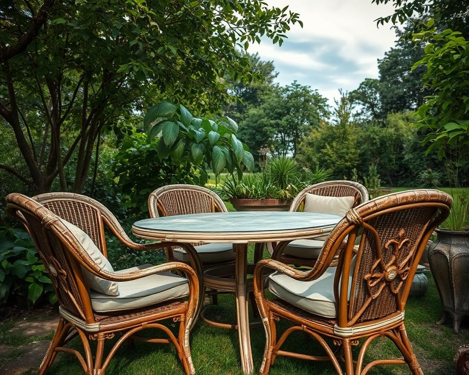 Weather damage on rattan garden furniture