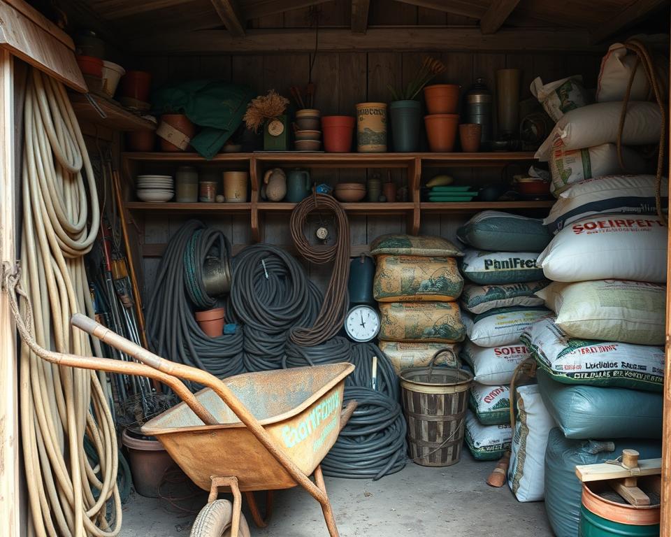 awkward garden items storage