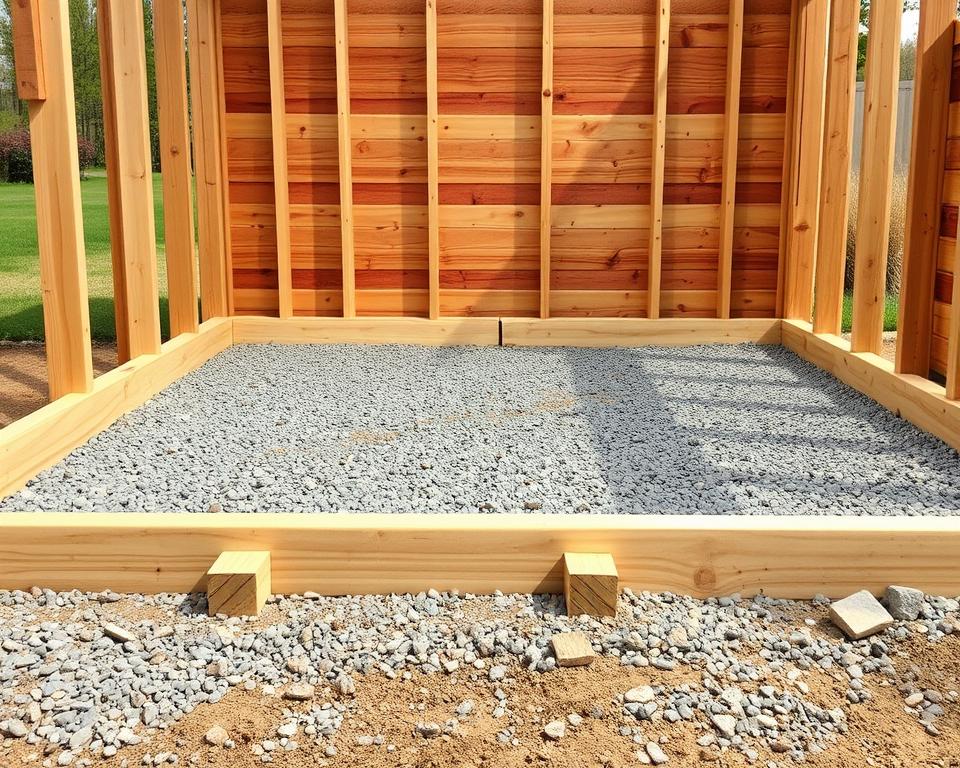 building gravel shed foundation perimeter