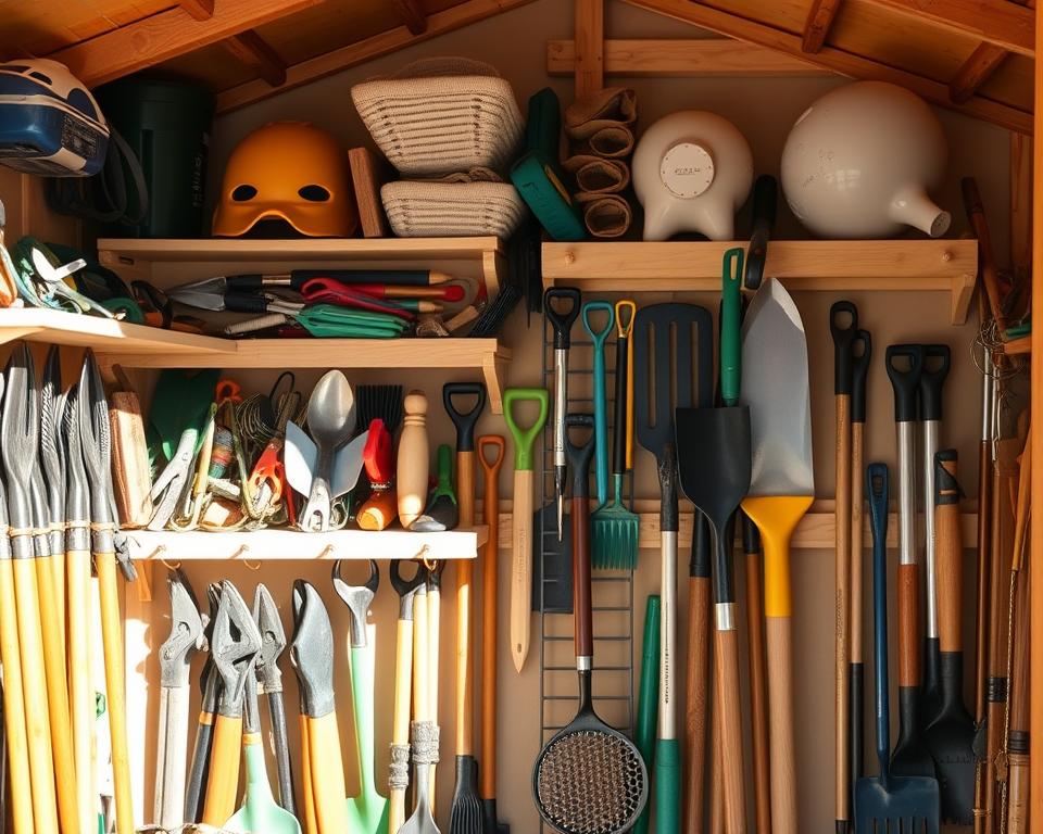 categorised garden tool storage