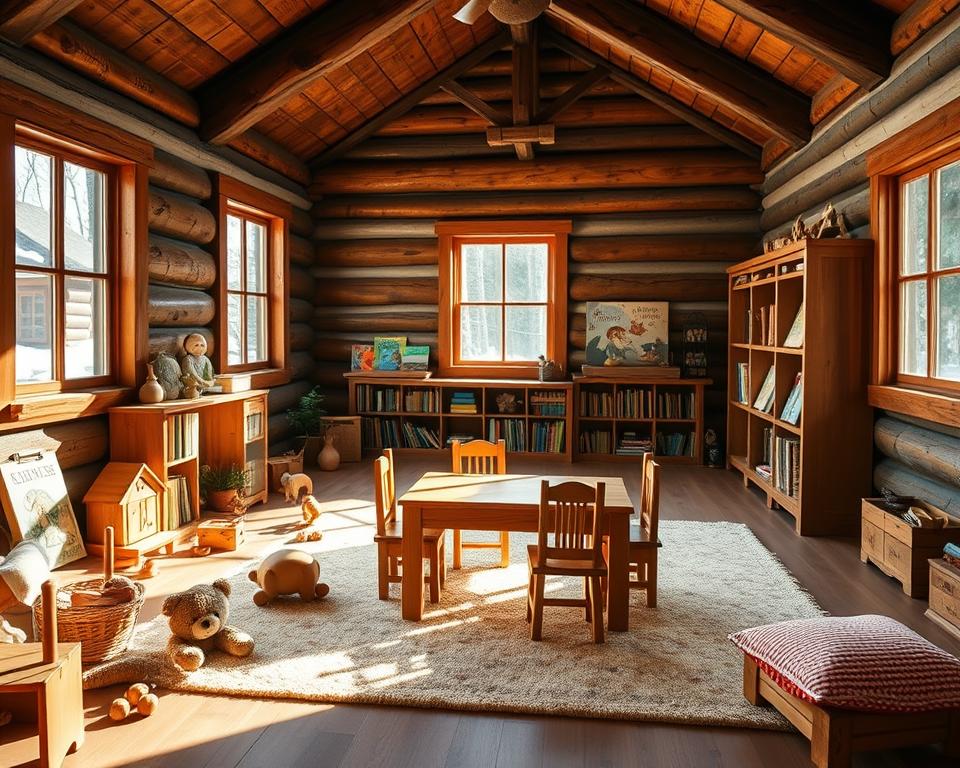 childrens playroom log cabin