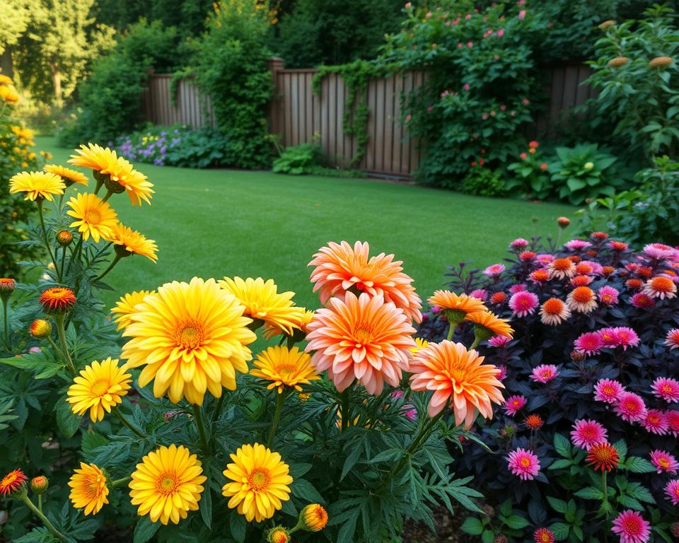 chrysanthemums in garden