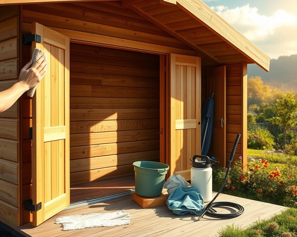 cleaning wooden shed techniques