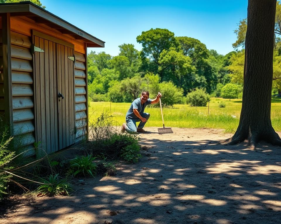 clearing and prepping shed area clearing and prepping shed area