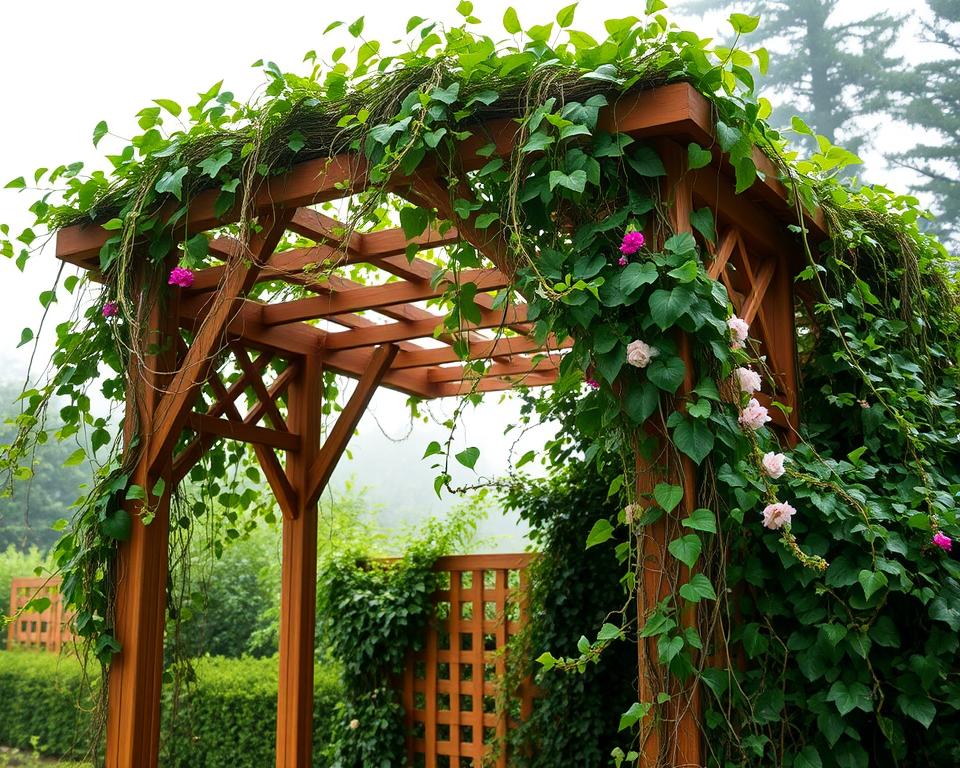 climbing plants on garden structure