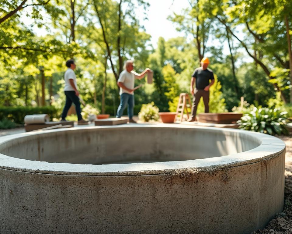 concrete pond construction