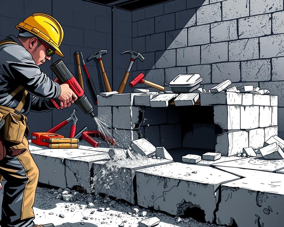 concrete slab breaking techniques