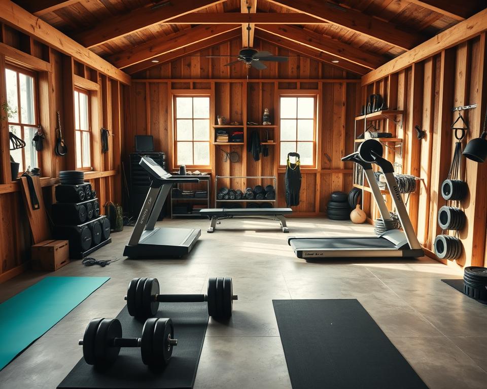 creative home gym designs in shed