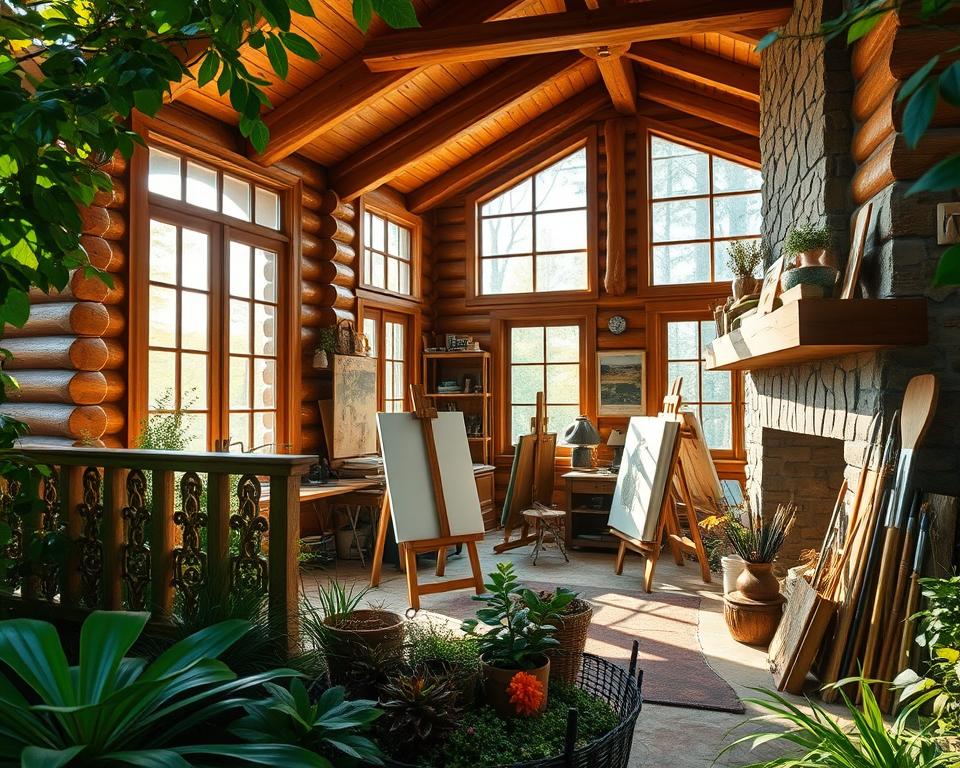 creative studio log cabin