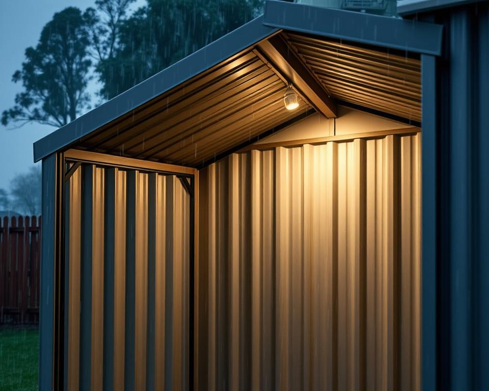 design considerations reducing rain noise metal shed