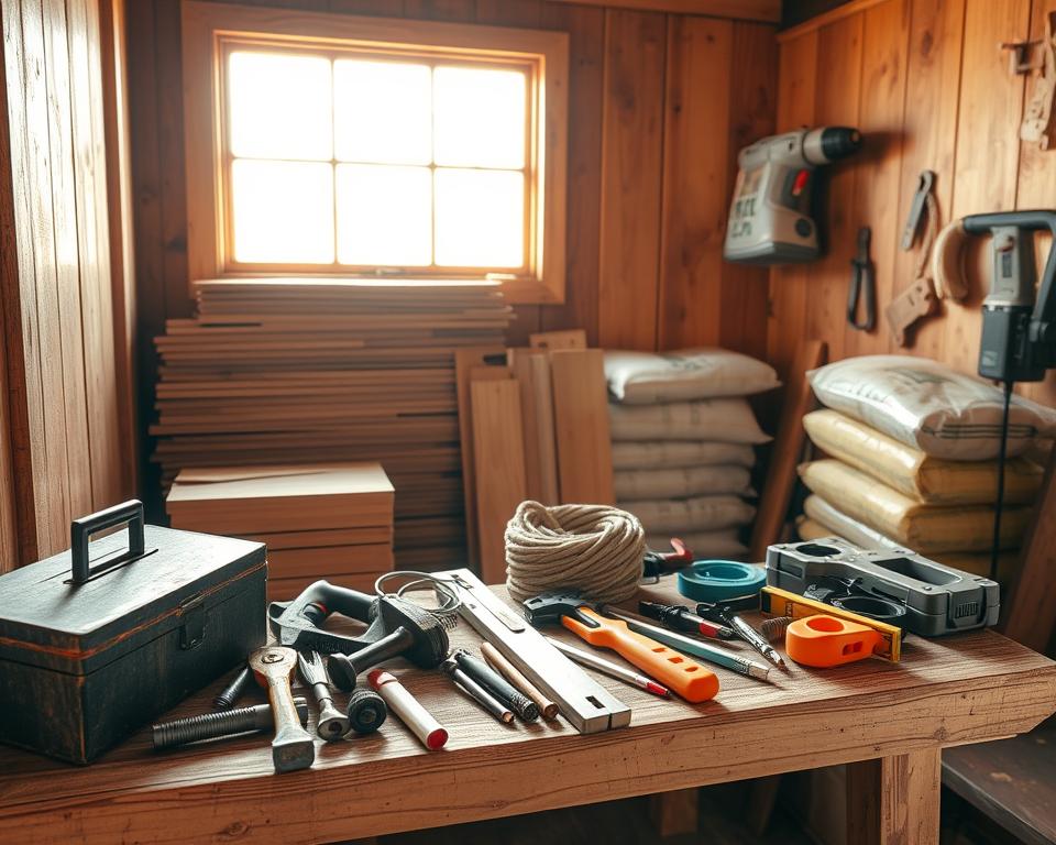 essential tools and materials for a corner summer house