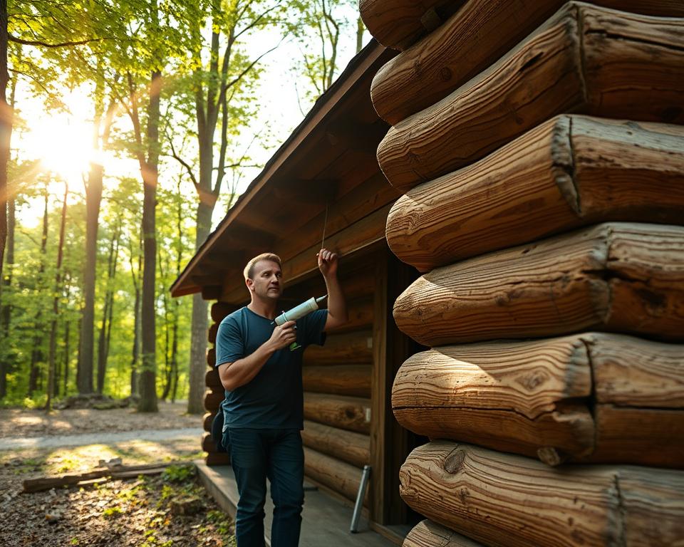 fixing gaps in log cabin