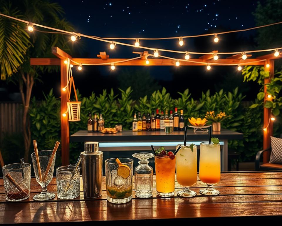 garden bar drinks setup