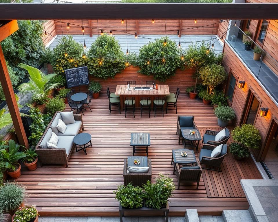 garden bar layout and seating