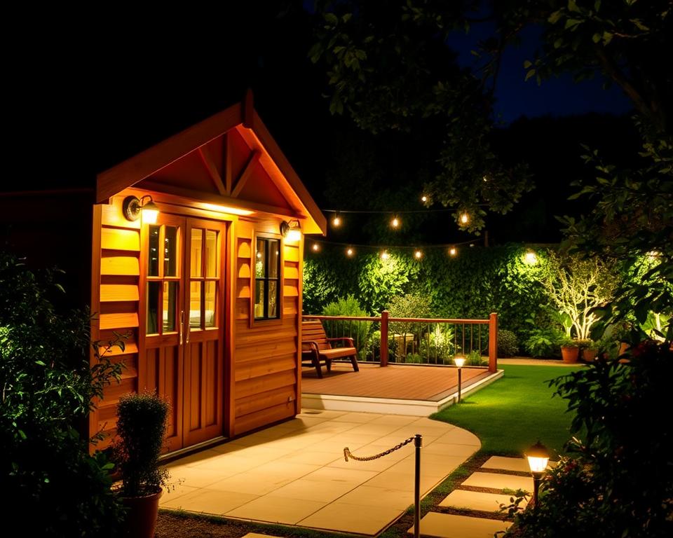 garden building lighting setup