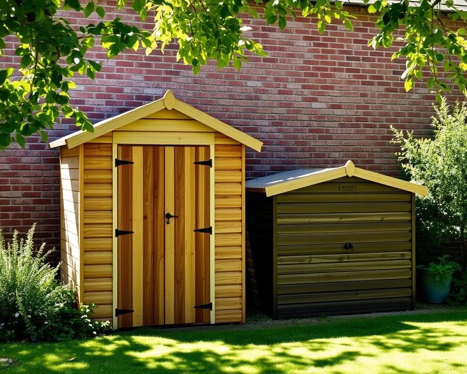 garden sheds placement against wall