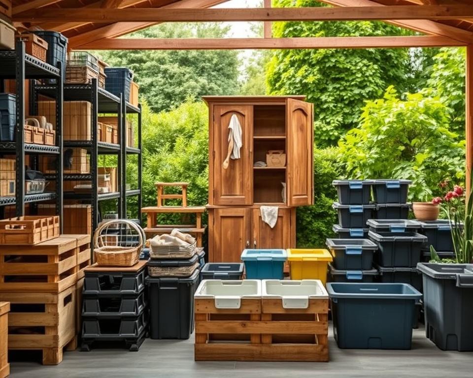 garden storage materials wood metal plastic