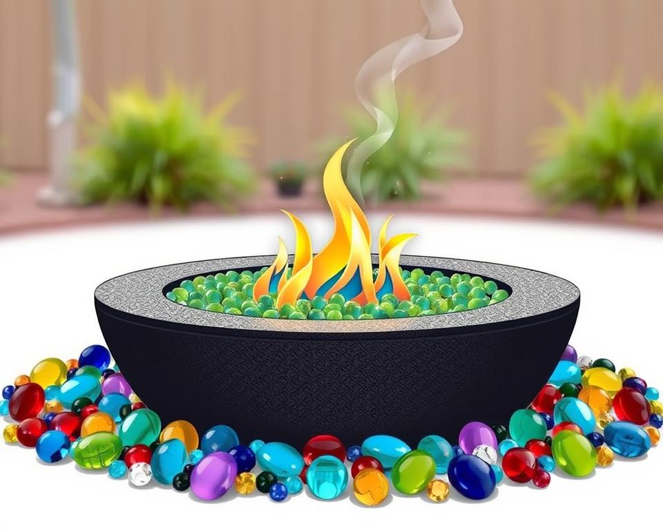 gas fire pit with glass beads