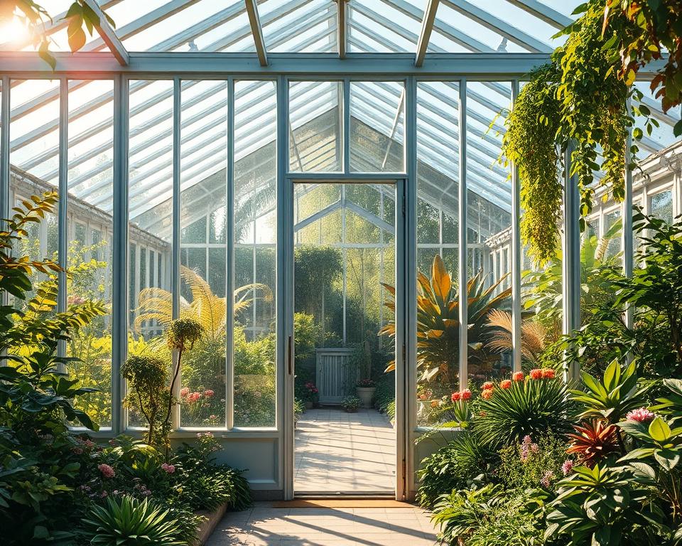glass greenhouse panels aesthetic