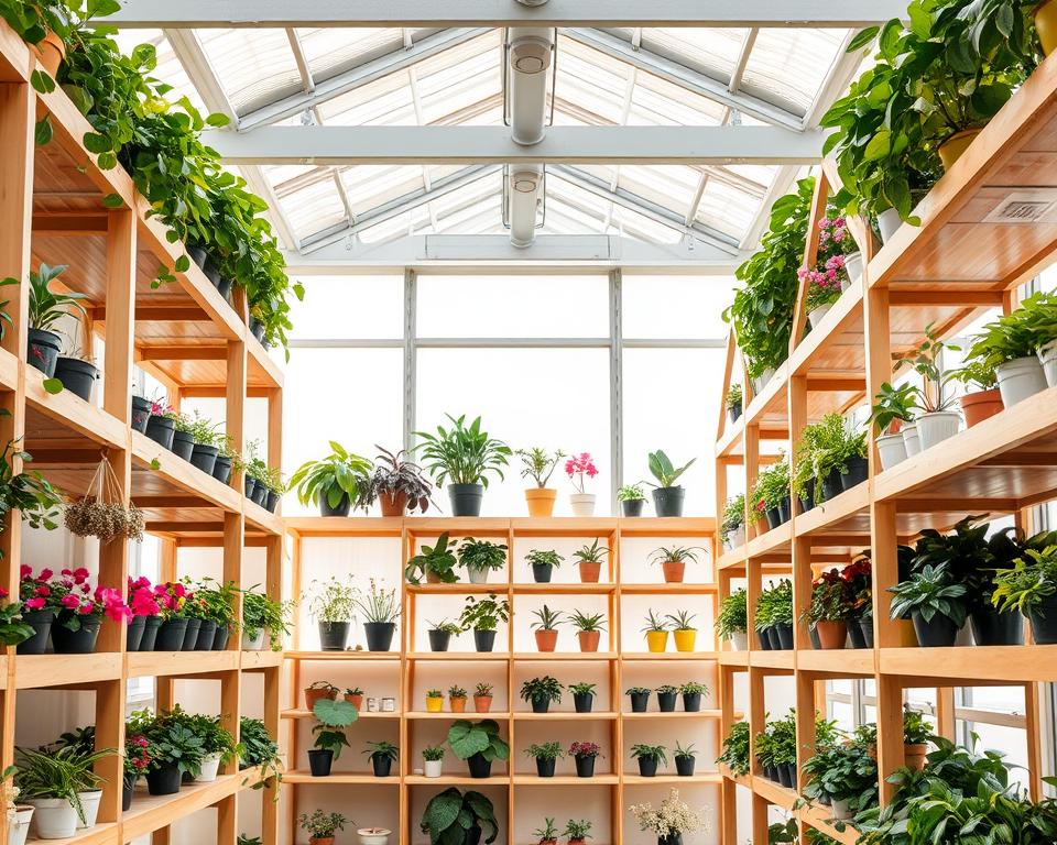 greenhouse shelving and lighting