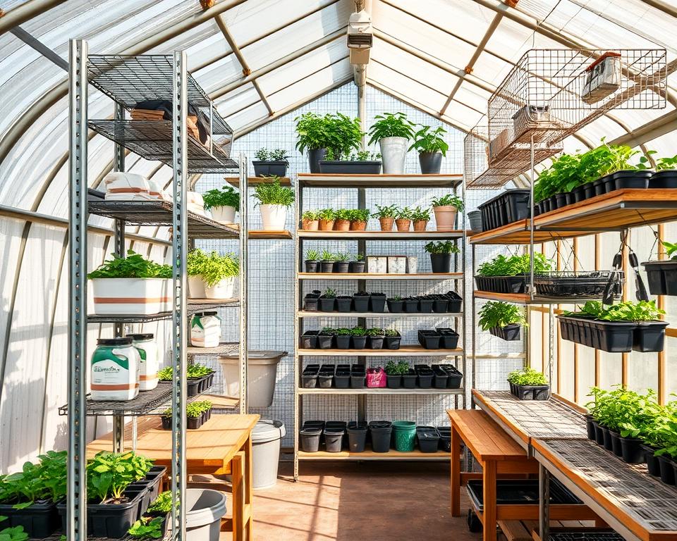 greenhouse storage shelving options