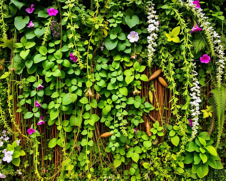 herbs ferns flowering vines vertical garden
