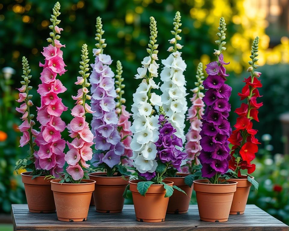 hollyhock varieties in pots