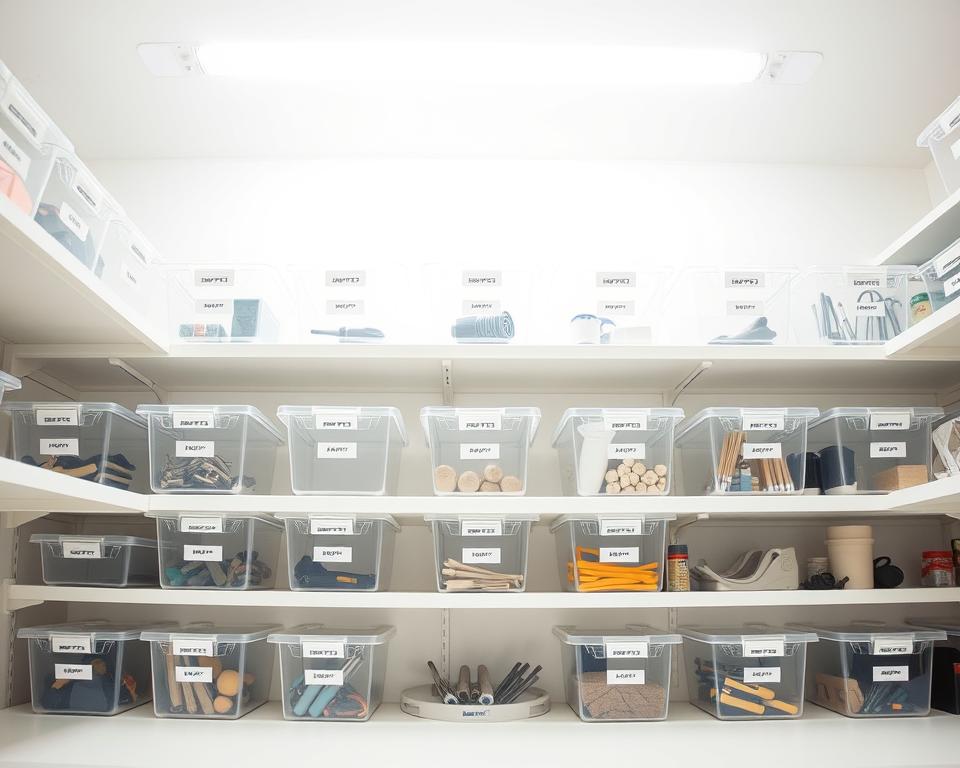 labelled clear bins organisation