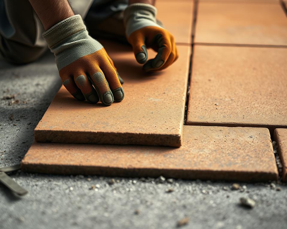laying paving slabs on existing concrete