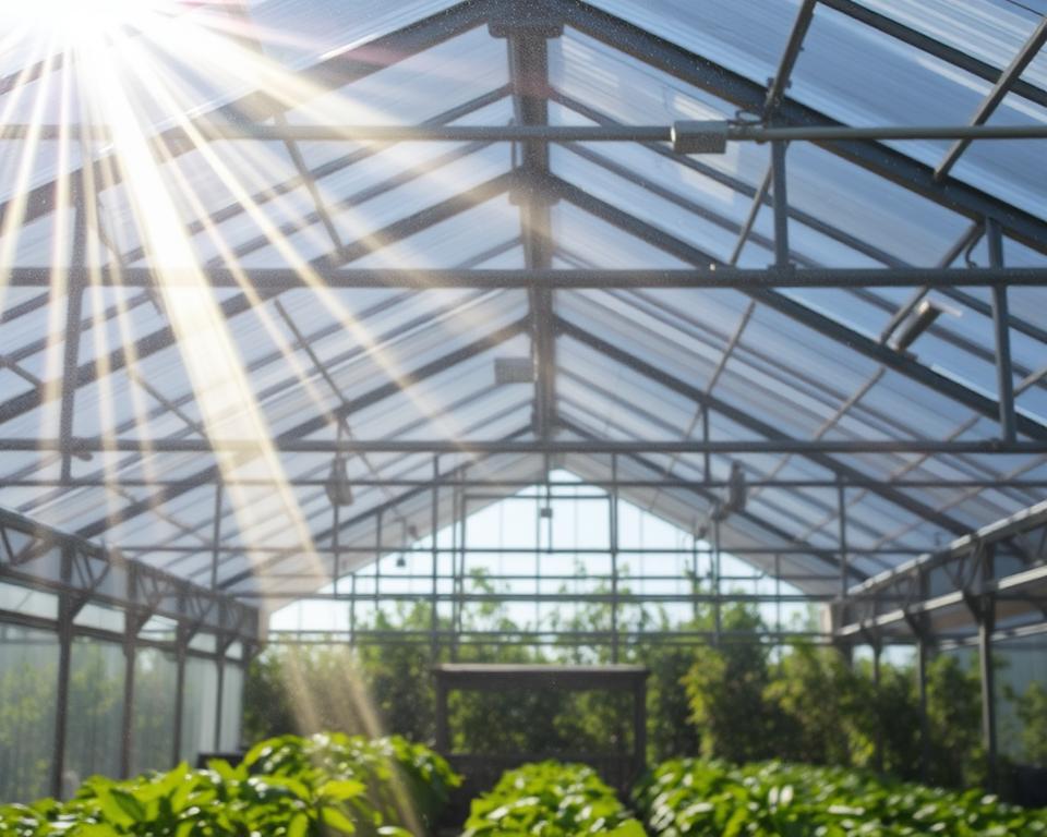 light transmission and diffusion in greenhouse glazing