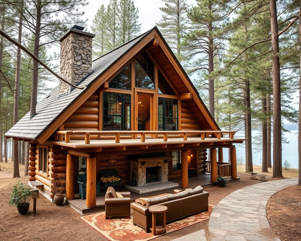 log cabin design with modern rustic features