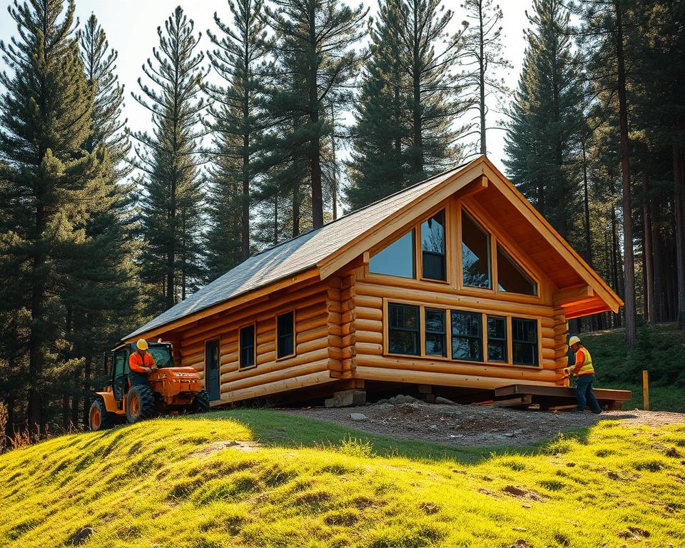 log cabin installation
