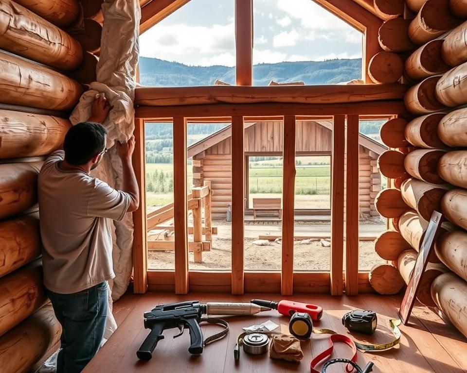 log cabin insulation process