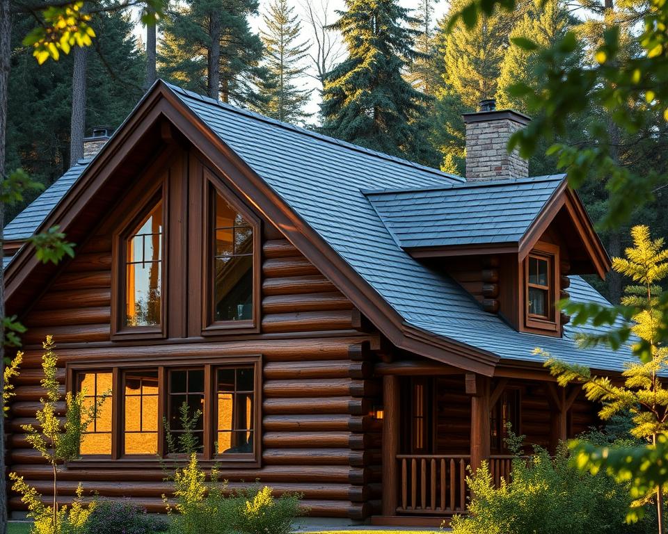 log cabin roof styles and windows